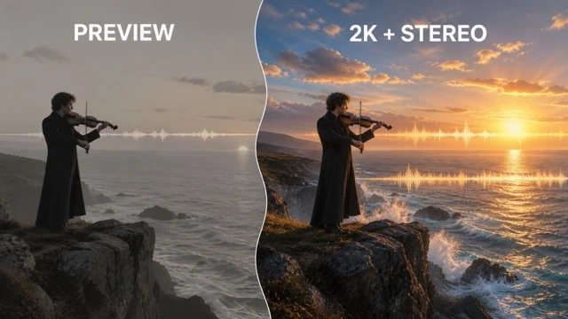 Generate 2K Clips with Native Stereo Sound example